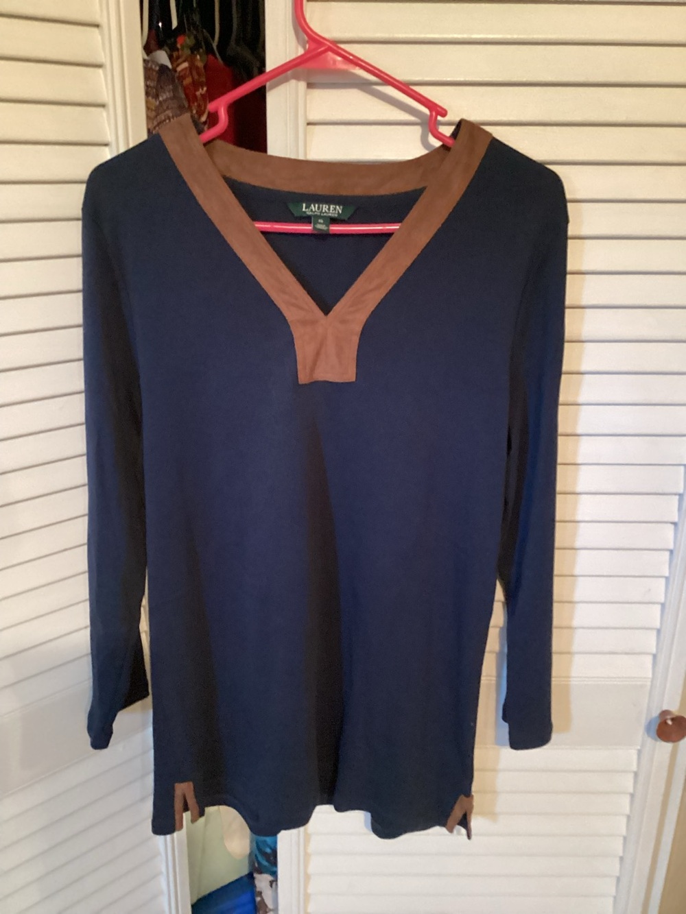 Ralph Lauren ladies tunic top, navy blue body, size XL